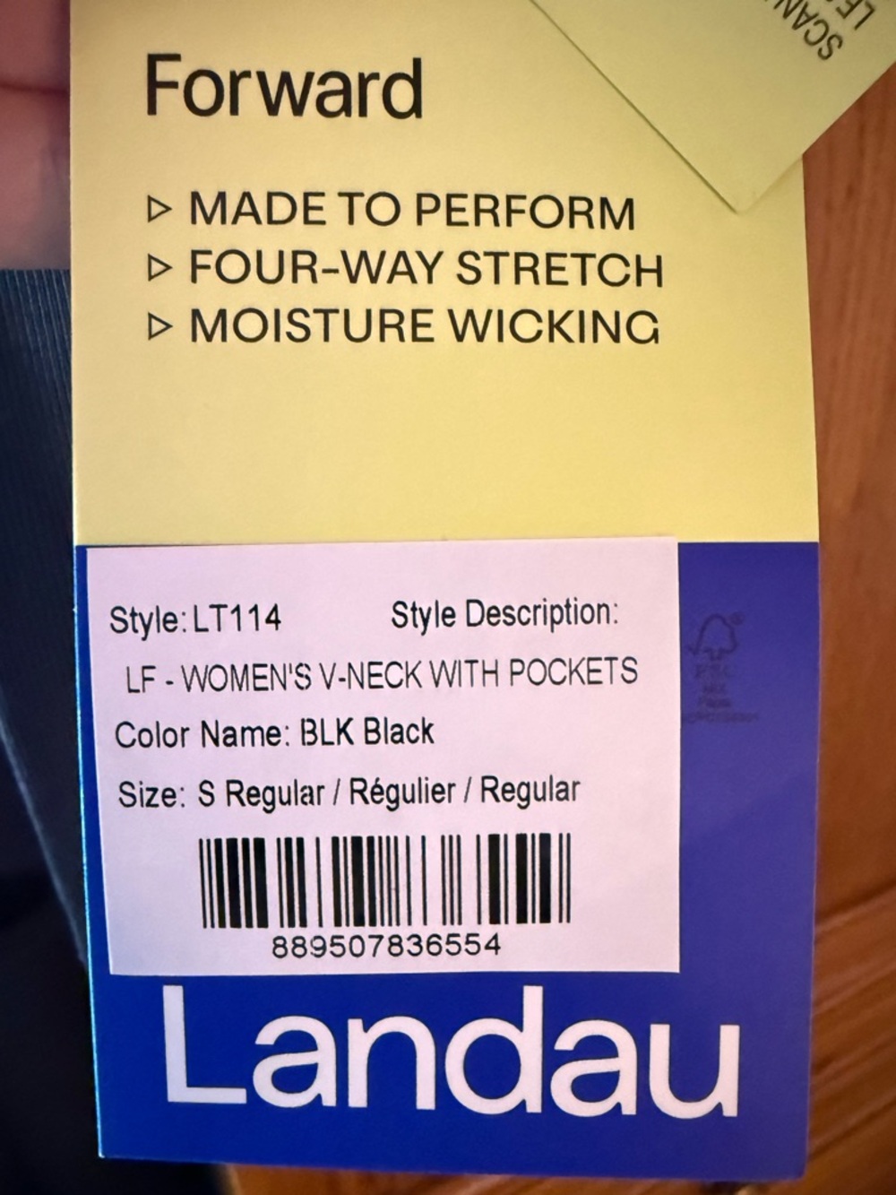 Landau Women’s Black Scrub 3/4 Sleeve Shirt - Picture 5 of 5